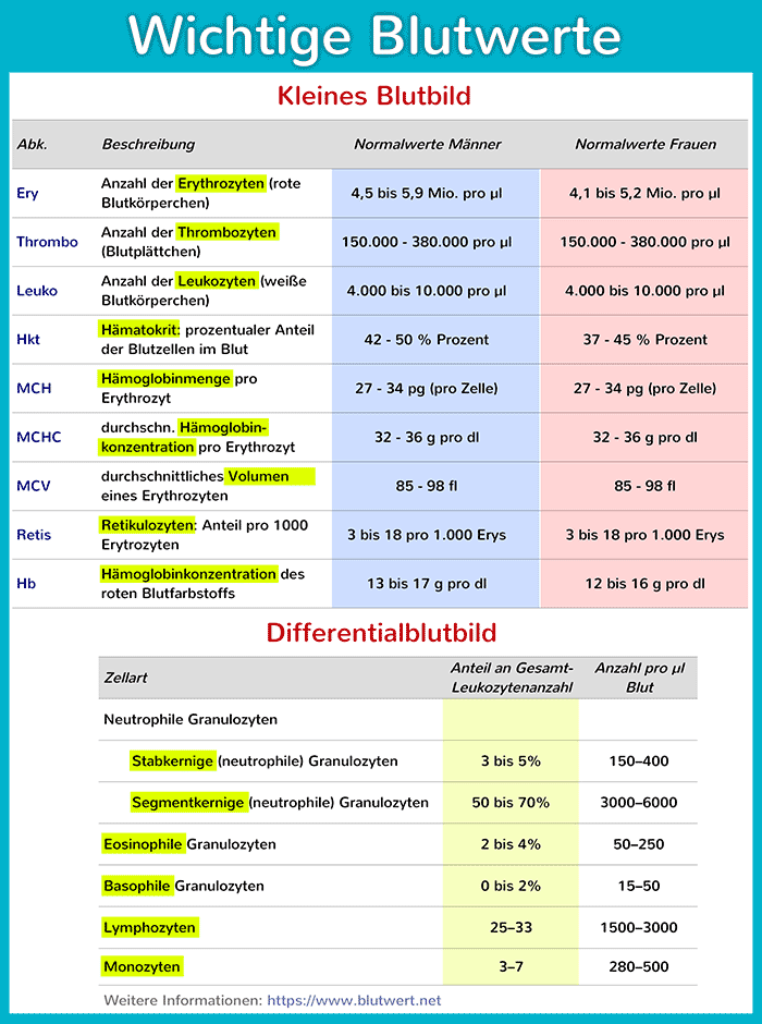 Blutwerte (Tabelle)